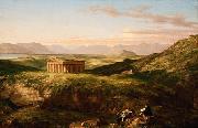 Thomas Cole The Temple of Segesta with the Artist Sketching (mk13) oil painting on canvas